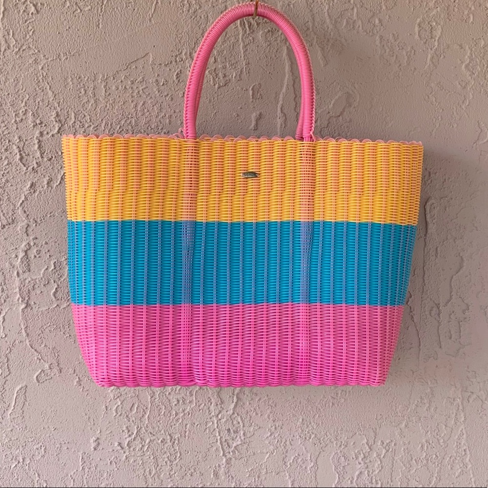 Scala Pink, Yellow, and Blue Tote Bag